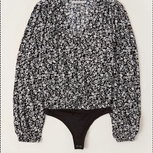 Wrap-front long sleeve bodysuit